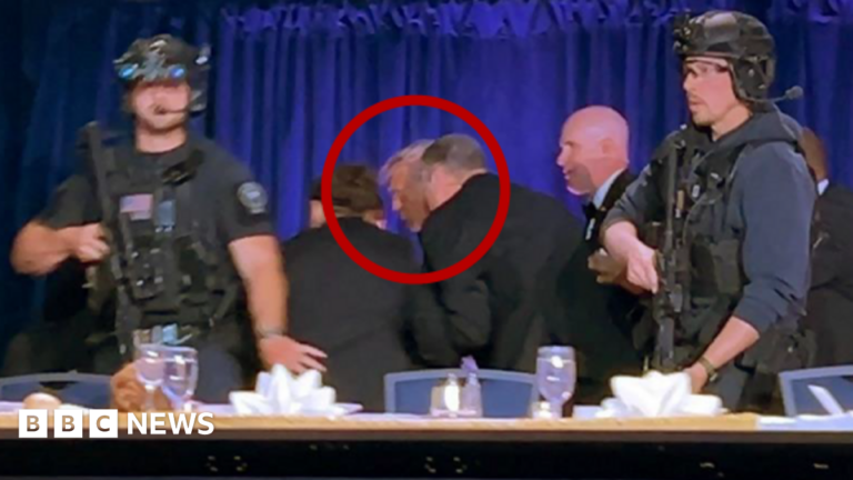 Trump unhurt and suspect in custody after shots fired at White House correspondents' dinner – BBC
