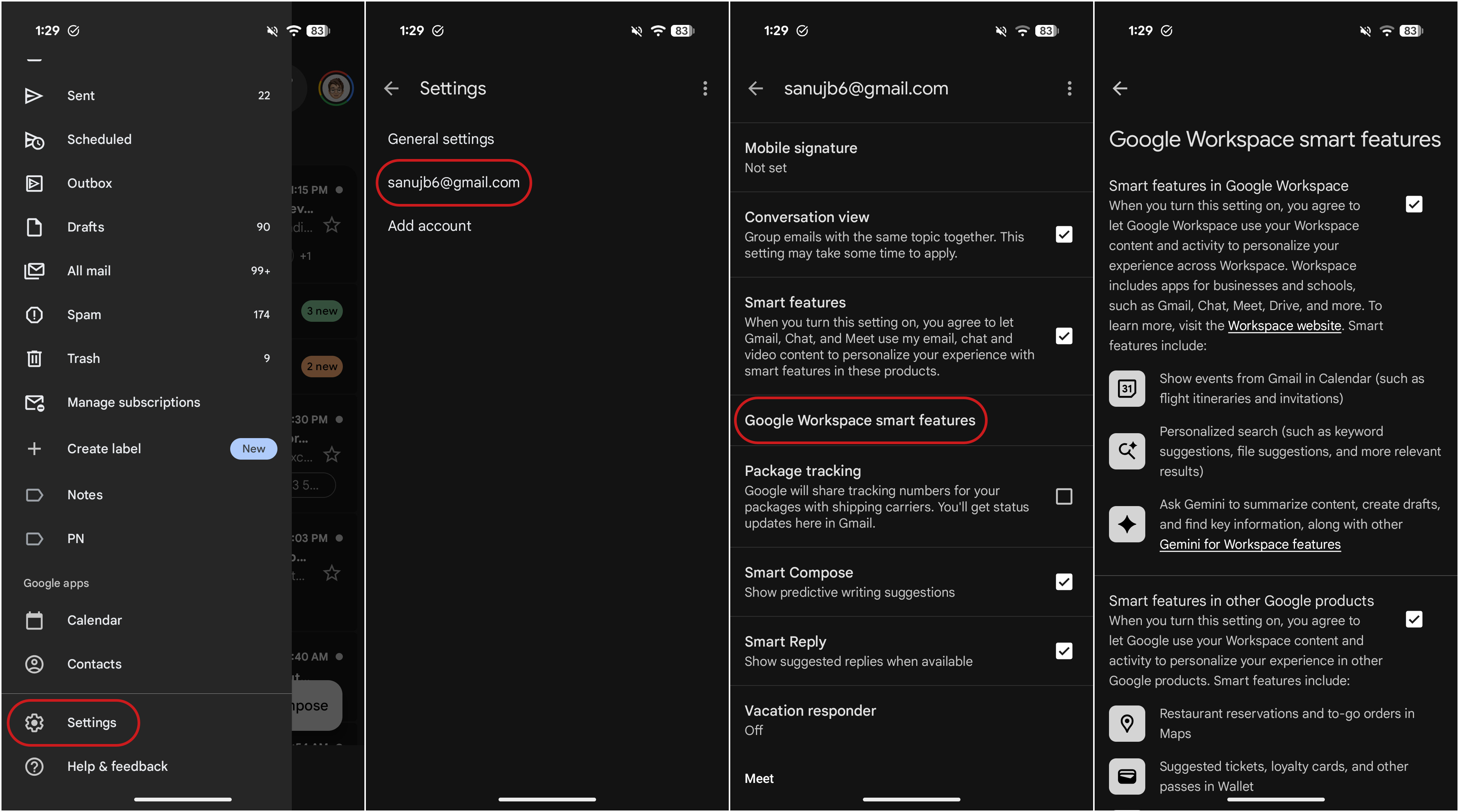 Steps to disable Gemini features in Gmail app