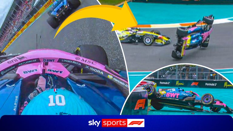 Gasly flips over in Miami.