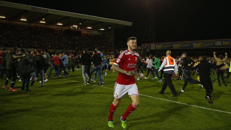 during the Sky Bet League 1 Playoff Semi-Final between Swindon Town and Sheffiled United at County Ground on May 11, 2015 in S