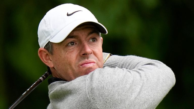 Rory McIlroy, of Northern Ireland, hits from the fourth tee during the second round of the PGA Championship golf tournament 