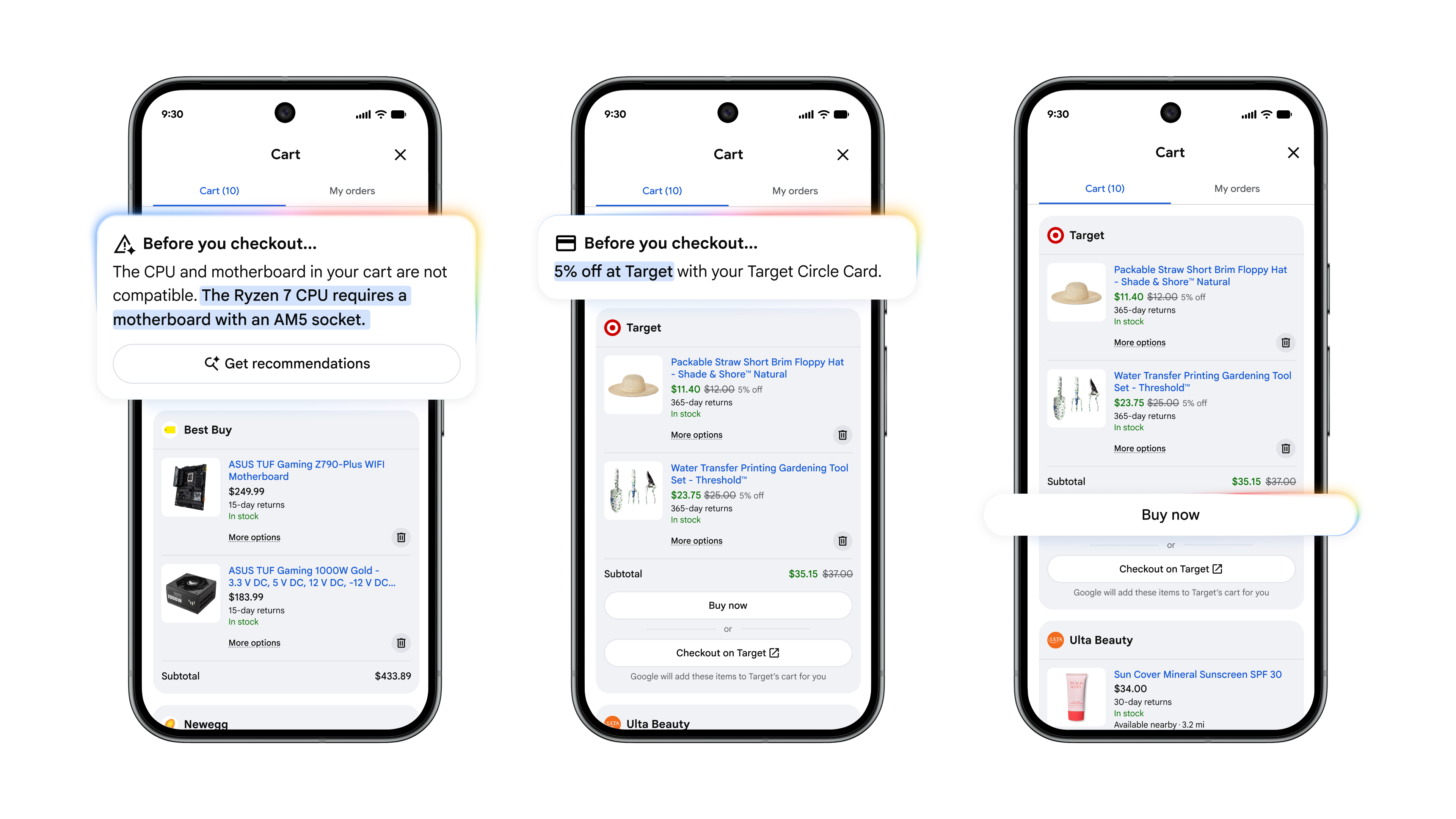 The new Universal Cart shopping feature of Google