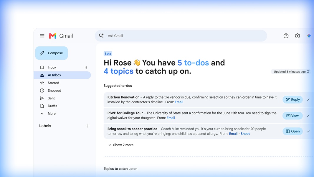 Gmail's AI Inbox offers users a chance to clear tasks to keep their inboxes clean and well-managed.