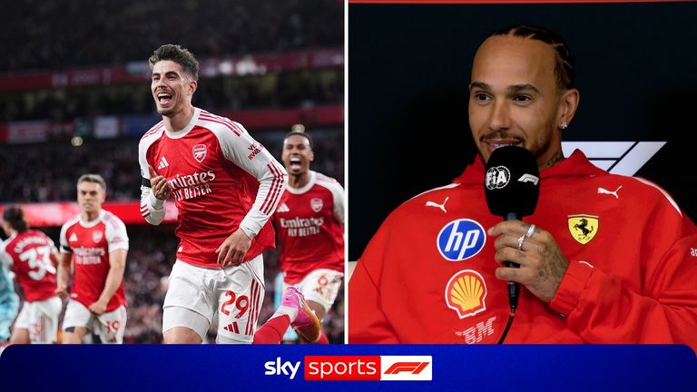 Lewis Hamilton admits he 'shed a tear' seeing his beloved Arsenal win the Premier League after 22 years.