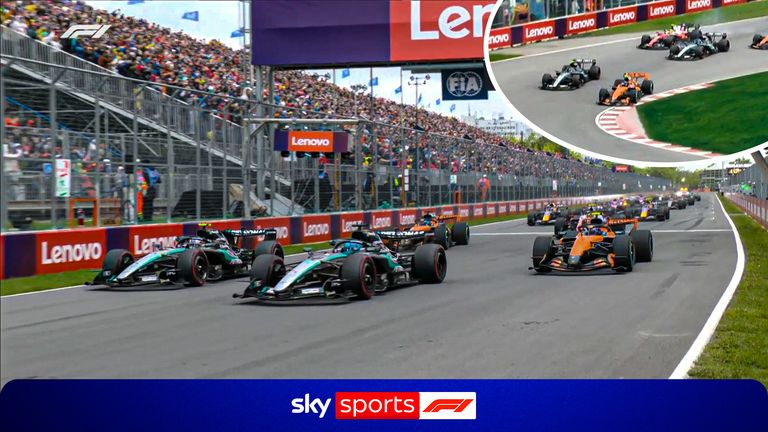 Watch Lando Norris snatch the lead in a CHAOTIC Canadian GP race start   