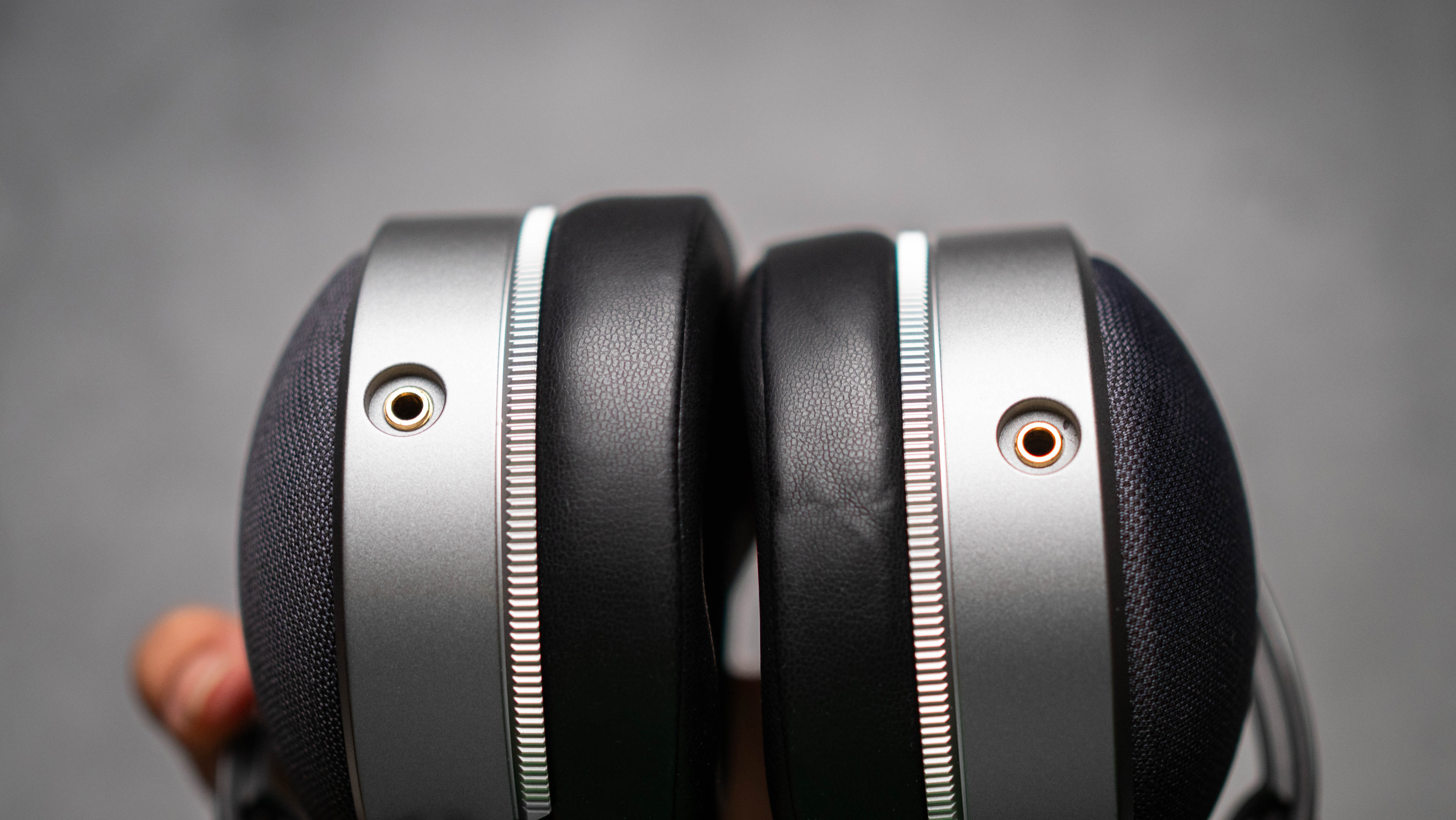 Audeze LCD-S20 planar headset against a grey craft sheet highlighting the product design