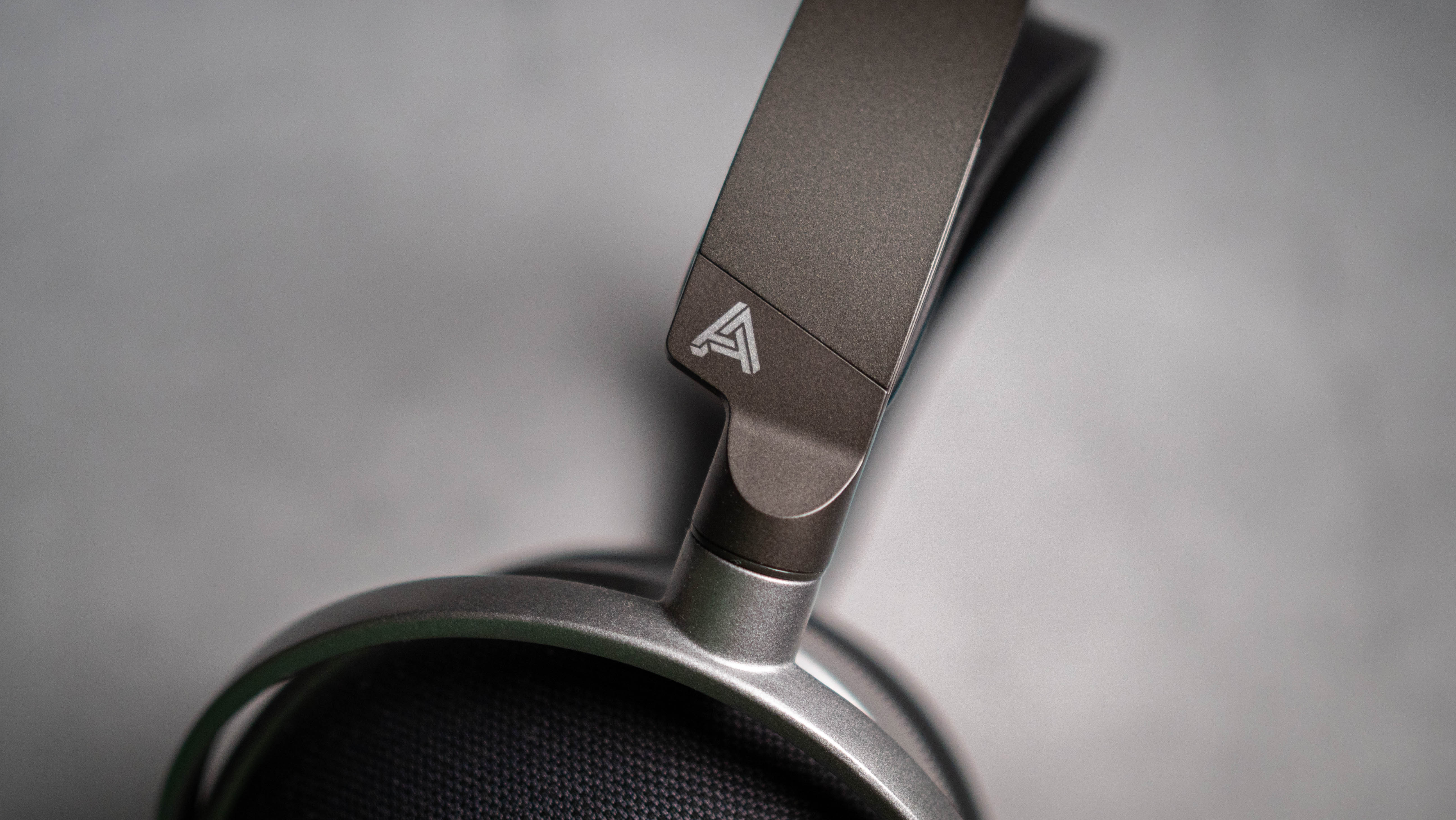 Audeze LCD-S20 planar headset against a grey craft sheet highlighting the product design