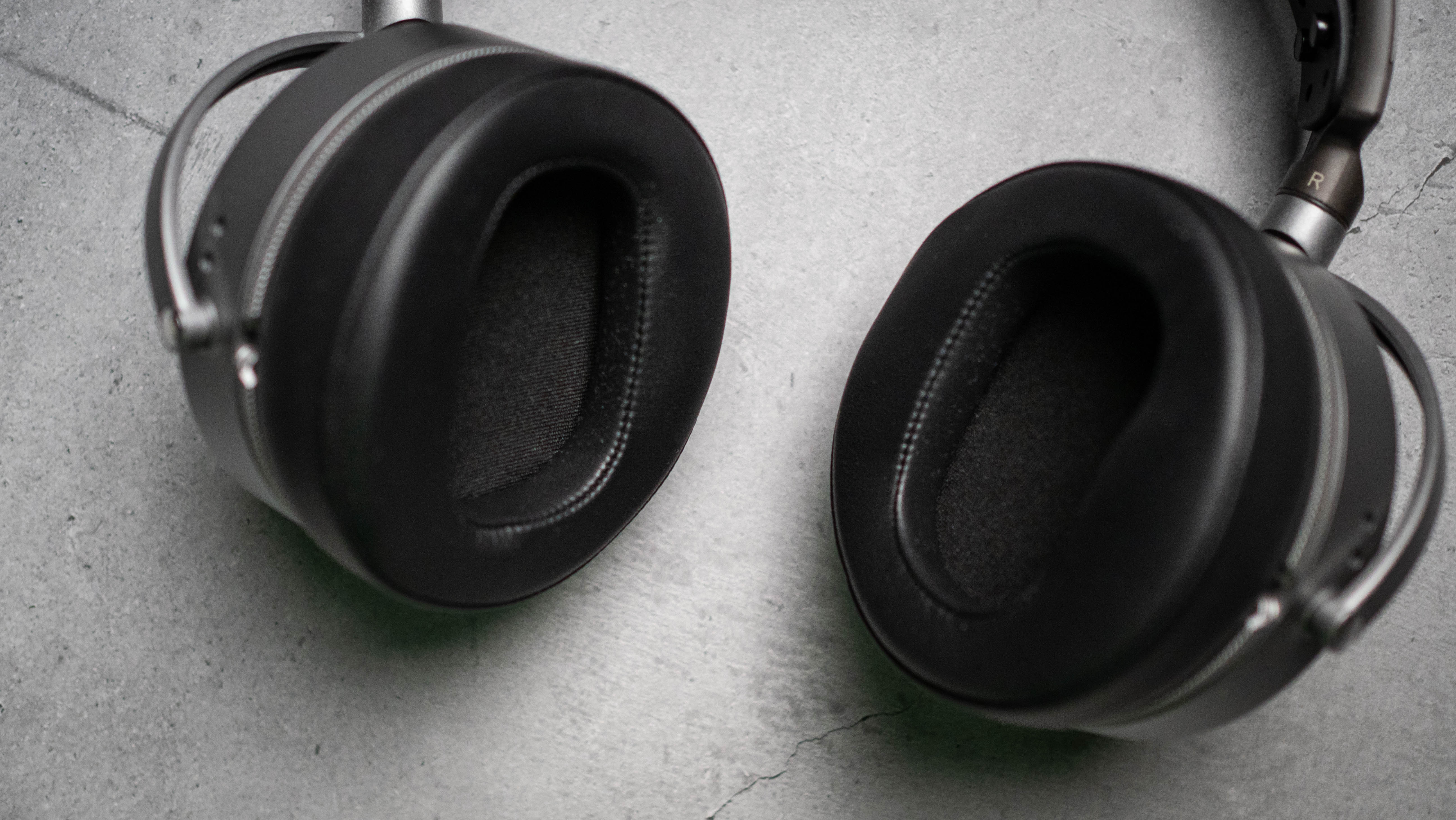 Audeze LCD-S20 planar headset against a grey craft sheet highlighting the product design