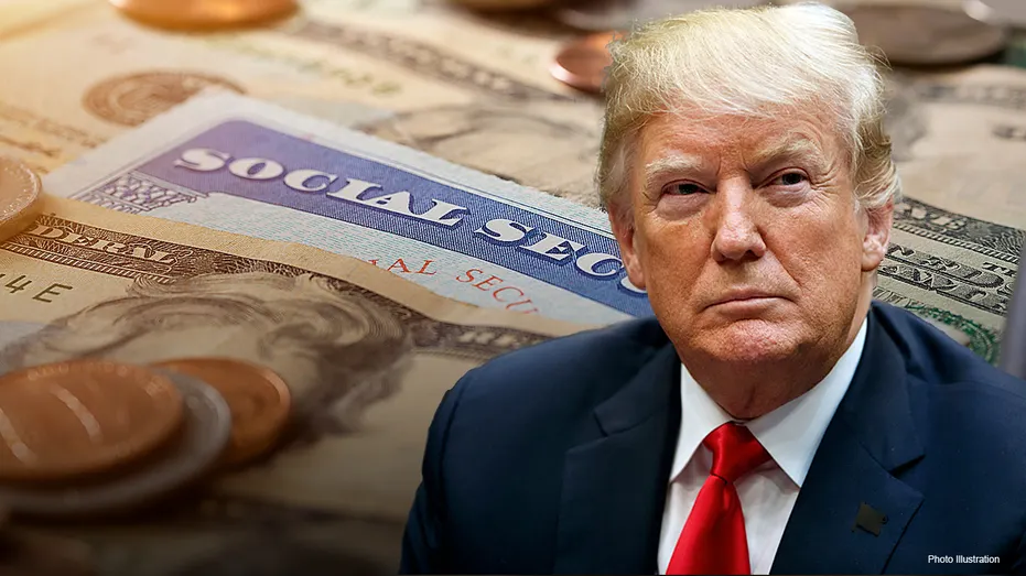 President Trump and a Social Security care and check