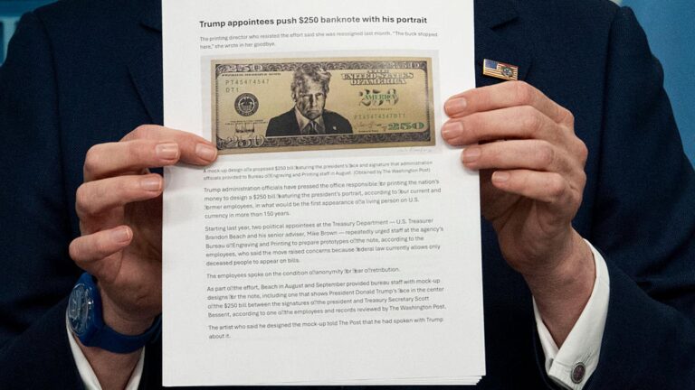 Treasury Prepares to Put Trump on a $250 Bill—if Congress Allows It