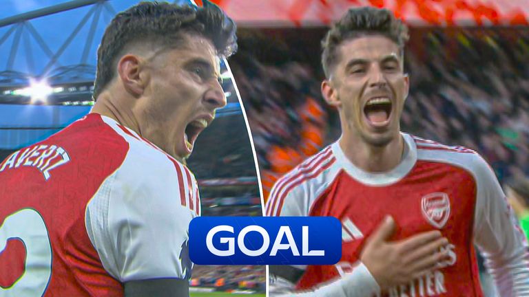 Havertz celebrates Arsenal goal.