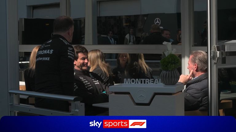 Mercedes team principal Toto Wolff was seen chatting with Jos Verstappen in the paddock as speculation continues over son Max's future at Red Bull.