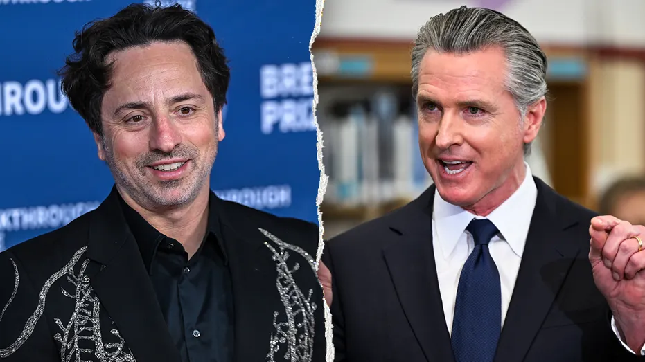 Sergey Brin and Gavin Newsom
