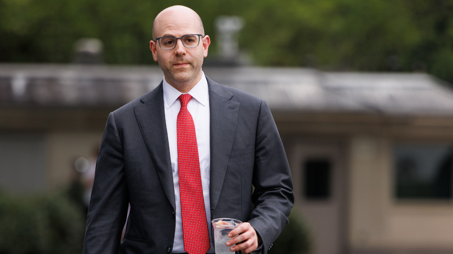 FILE - Stephen Miran, former chairman of the Council of Economic Advisers, following a television interview outside the White House in Washington, D.C., US, on Tuesday, June 17, 2025.