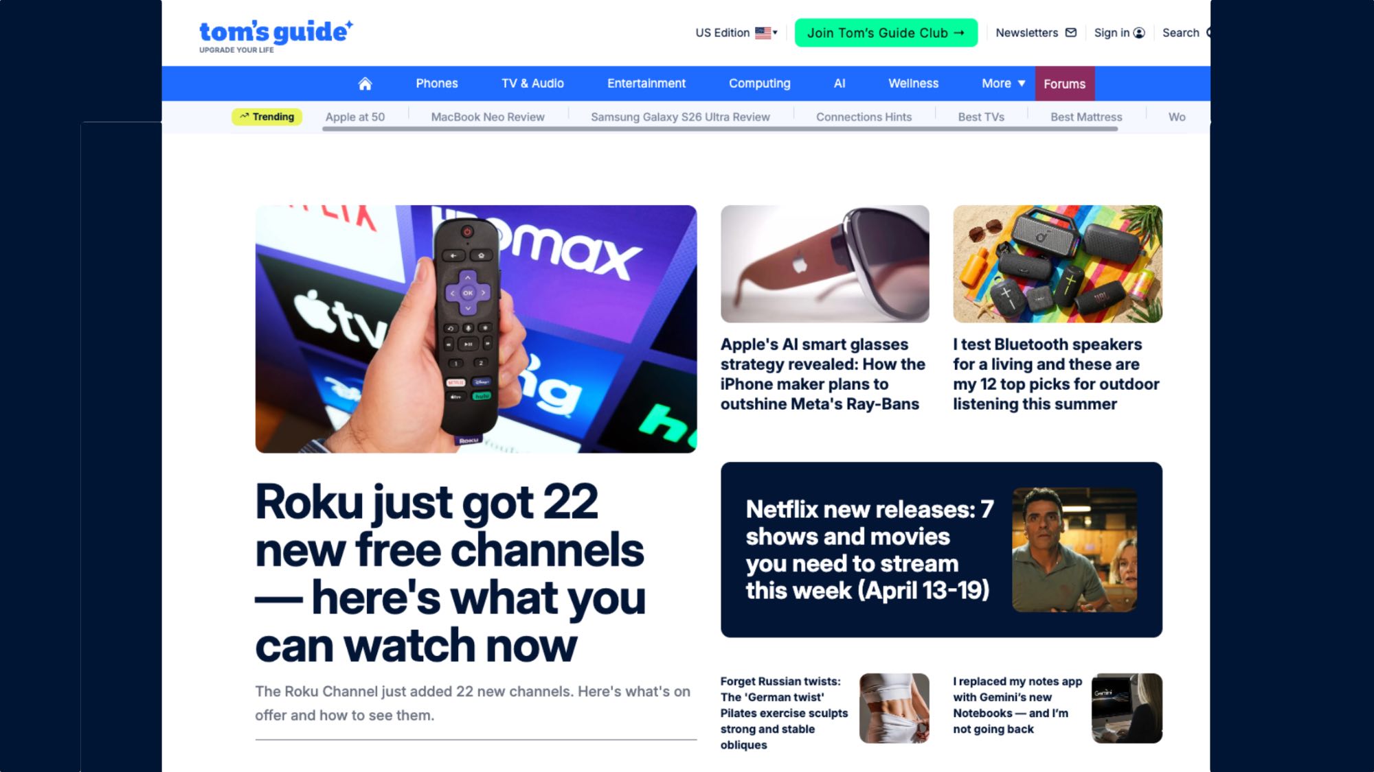 The new Tom's Guide home page