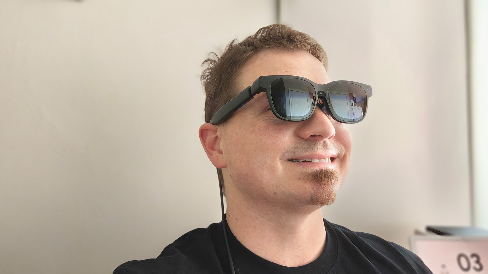 Wearing Viture Beast smart glasses