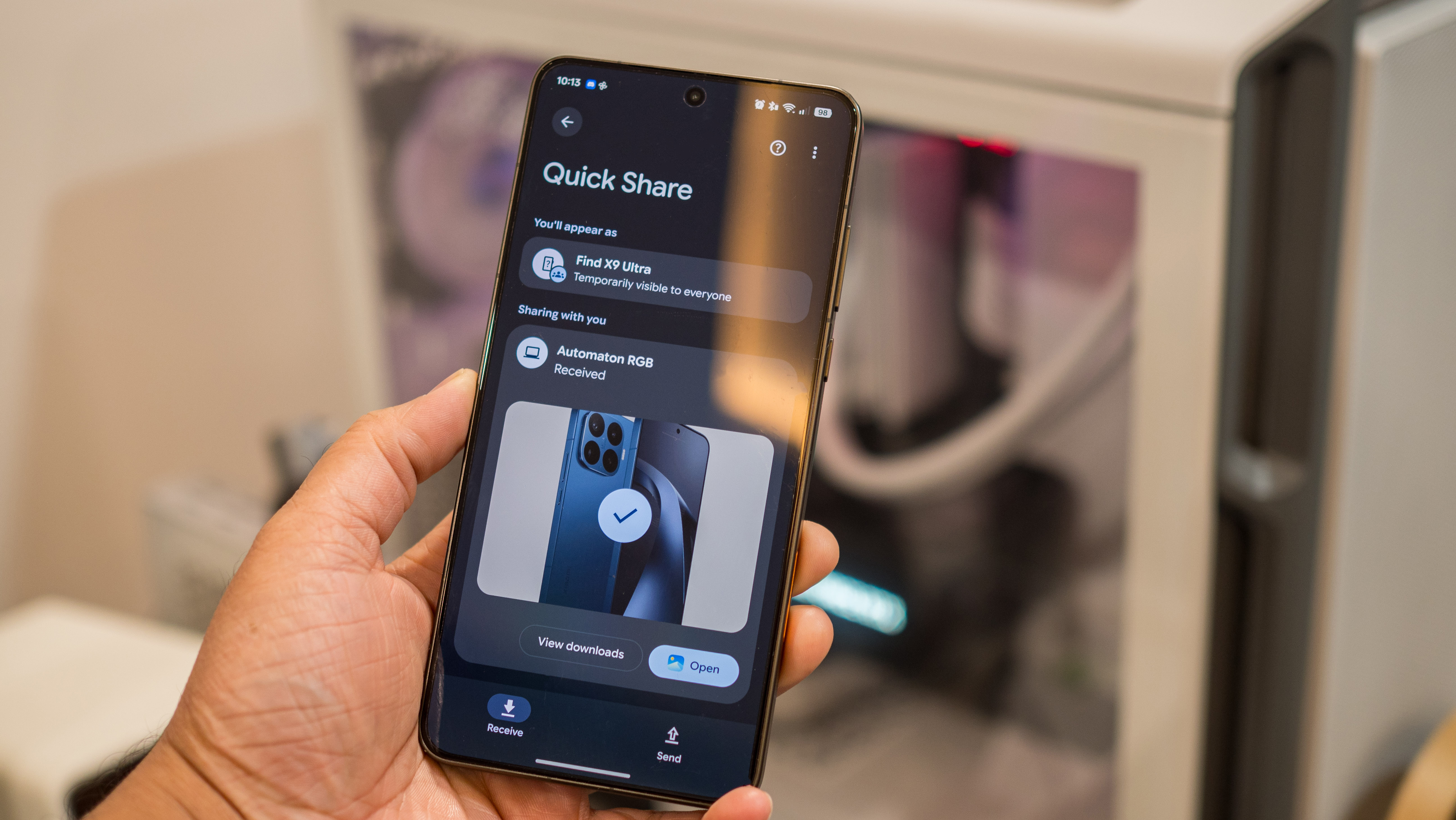 Quick Share on Android showing an image received