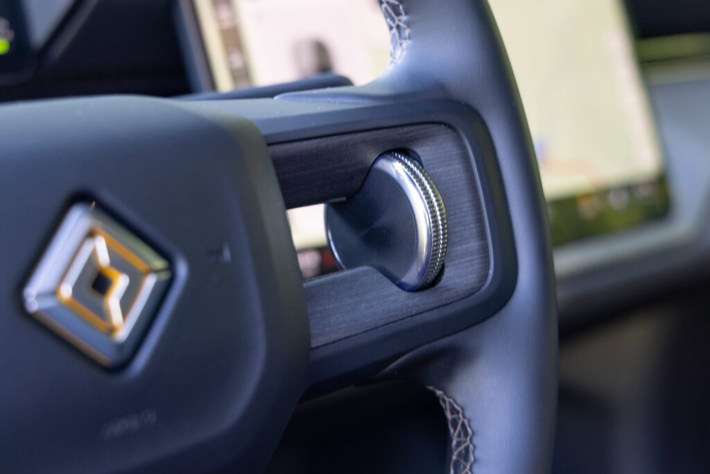 Rivian steering wheel detail