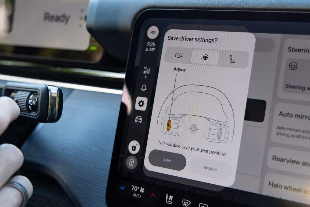 Rivian infotainment screen.