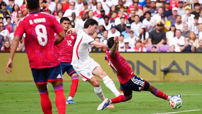 Declan Rice scores England's first against Costa Rica