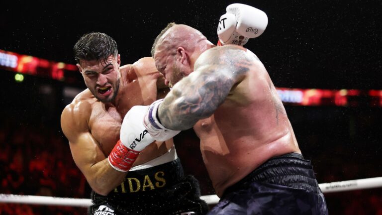 Misfits Boxing: Tommy Fury beats former World’s Strongest Man Eddie Hall by majority decision and reveals name of newborn son | Boxing News