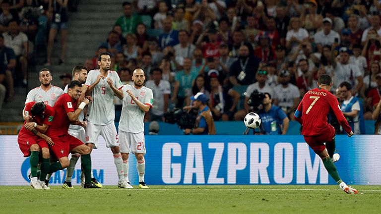 Cristiano Ronaldo completed his only World Cup hat-trick with a terrific free-kick vs Spain