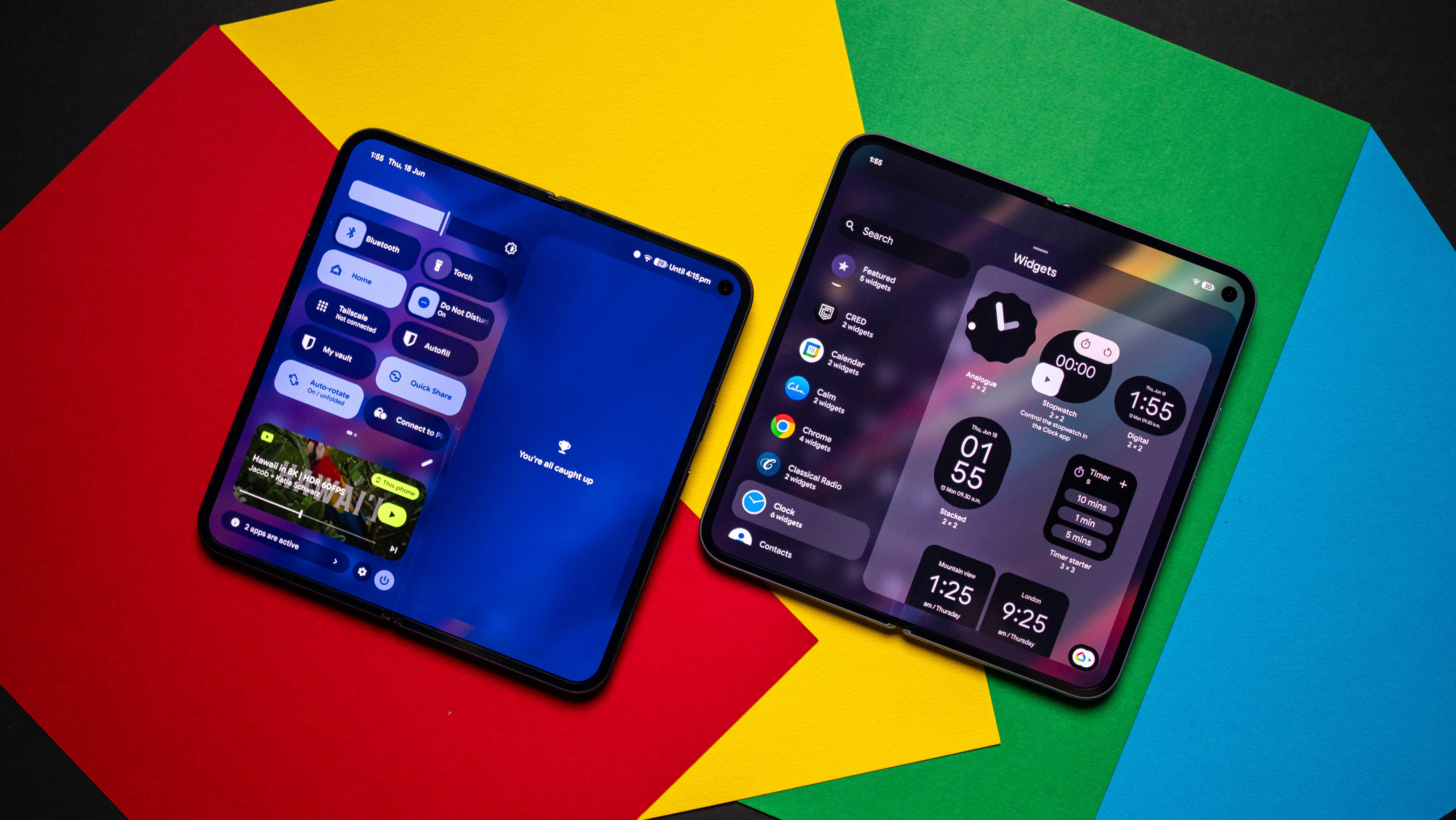 Android 17 widgets and notification shade on the Pixel 10 Pro Fold