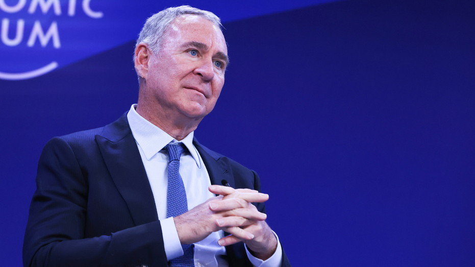 Billionaire Ken Griffin listens to a question from an audience member at the World Economic Forum in Davos.