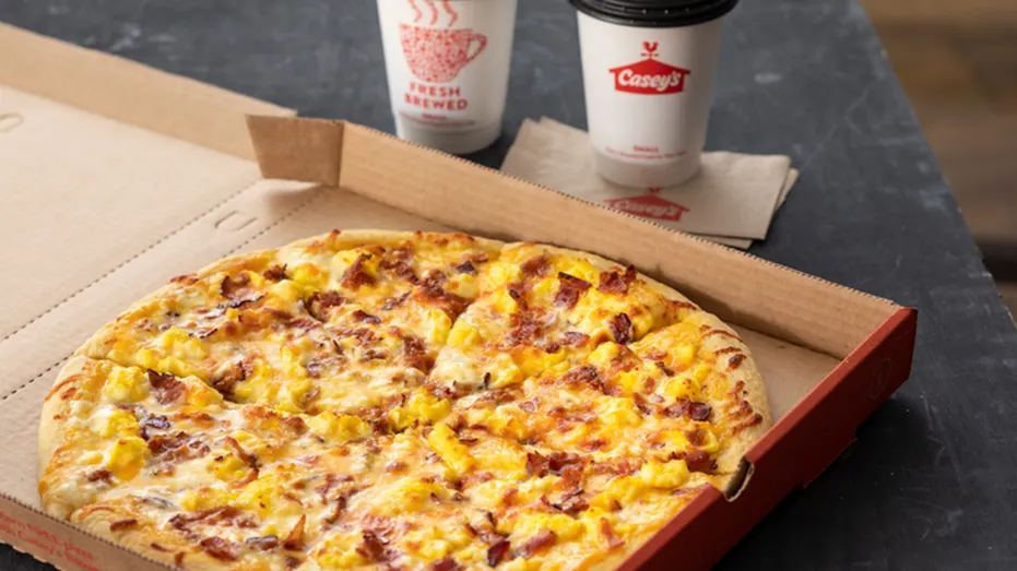 Casey's breakfast pizza closeup
