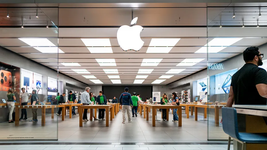 Customers in an Apple store