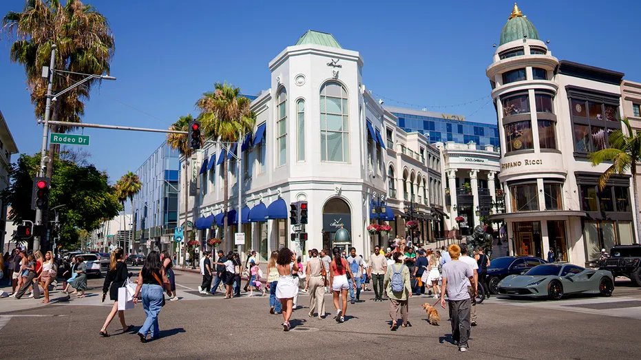Shoppers on Beverly Hills' Rodeo Drive