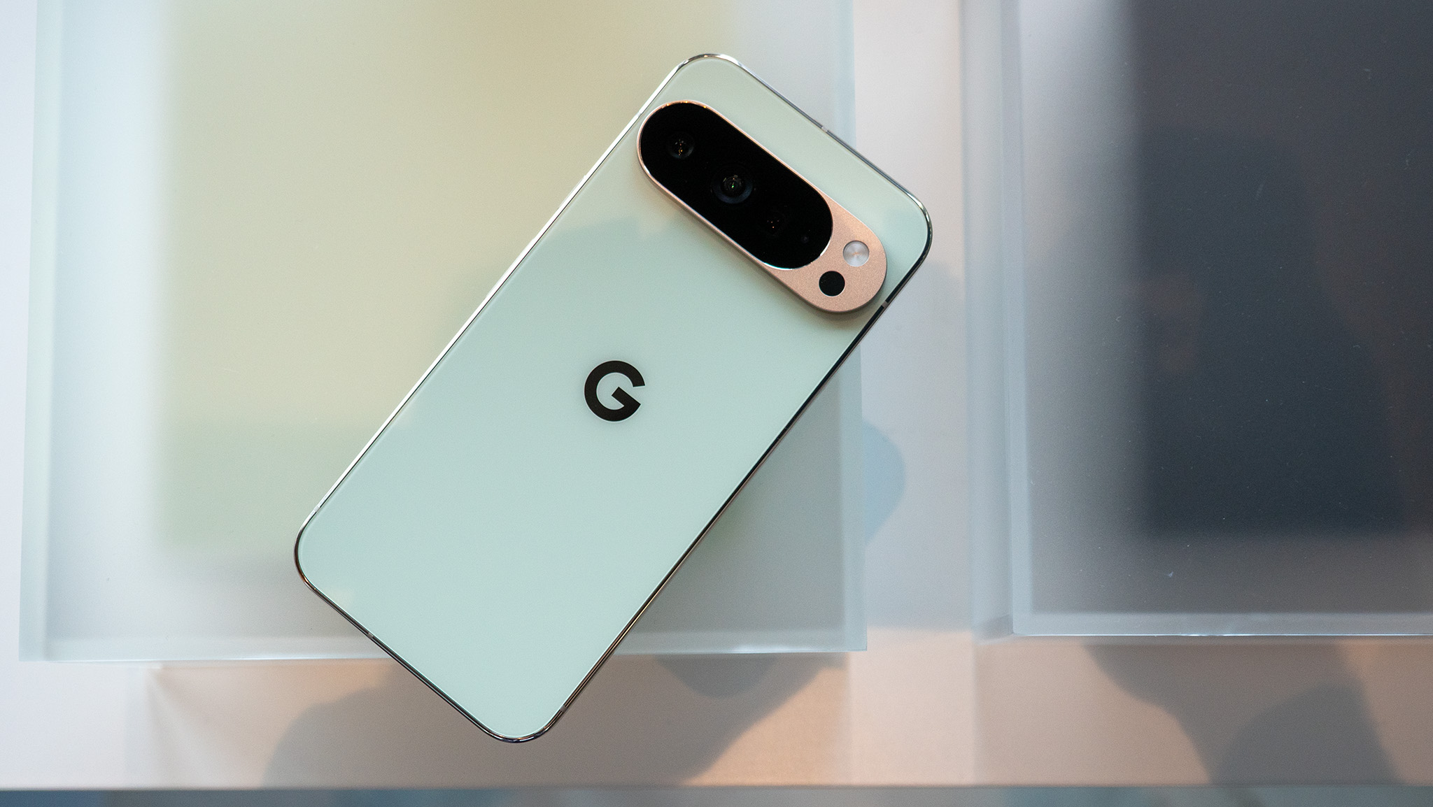 The back of the jade Google Pixel 10 Pro XL