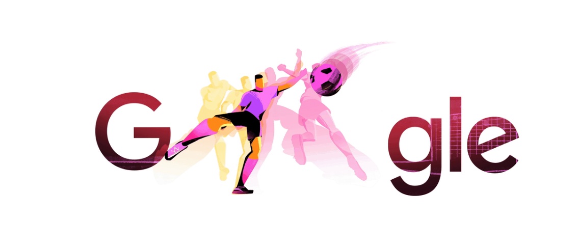 Google's doodle for the World cup 2026 involves a soccer (football) player swinging their leg to shoot a goal.