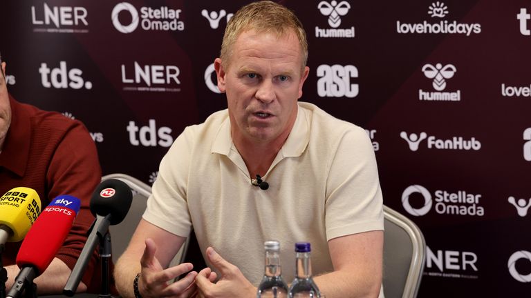 New Hearts head coach Wouter Vrancken during a press conference at Tynecastle Park (Credit: Steve Welsh/PA)