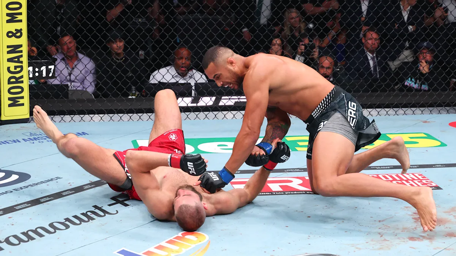 UFC fight with FRE Nicotine Pouches branding