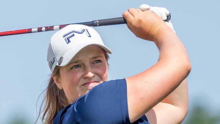 BELMONT, MI - JUNE 21: Lottie Woad tee's off during the final round of the LPGA Meijer LPGA Classic 
