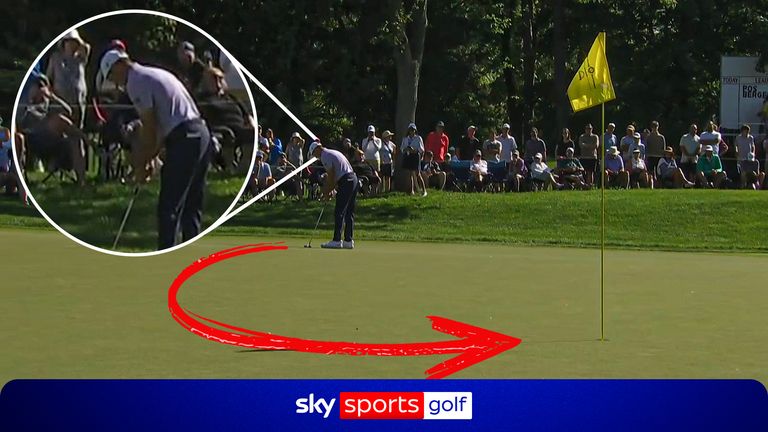 Jordon Spieth sinks 63ft putt facing completely the wrong way!