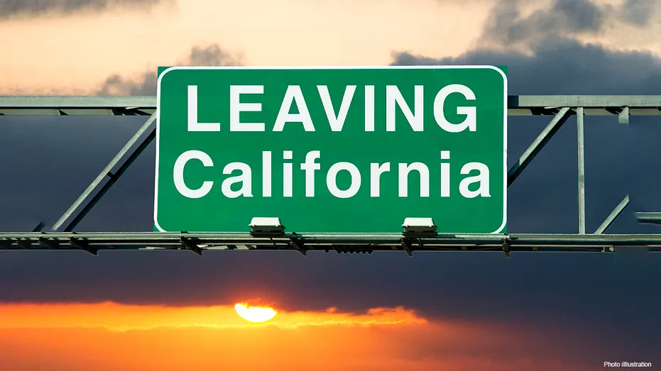 Leaving California sign on highway