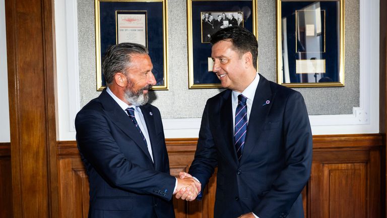 Derek McInnes is unveiled as the new manager of Rangers alongside CEO Jim Gillespie 