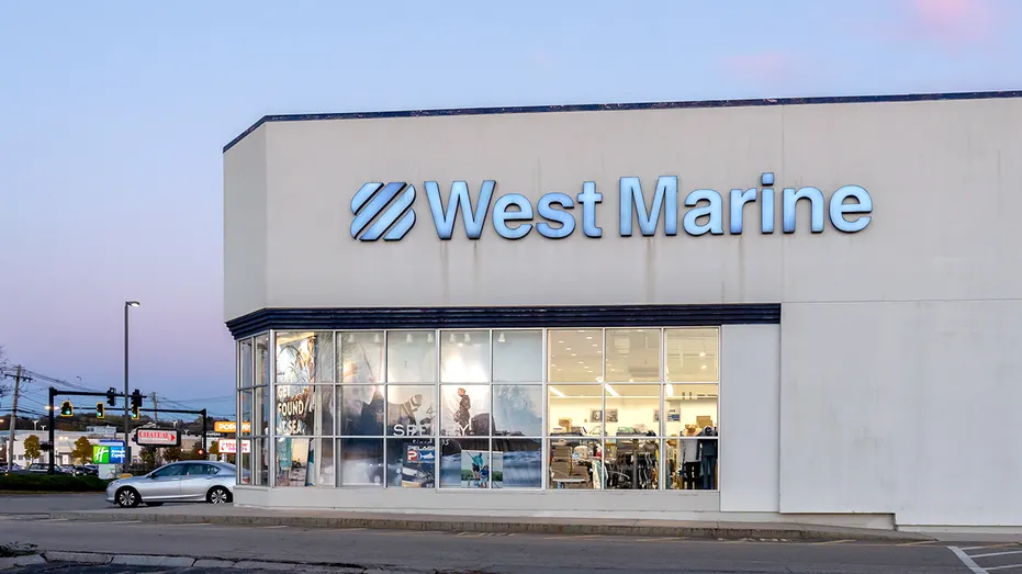 A view of the outside of a West Marine store.