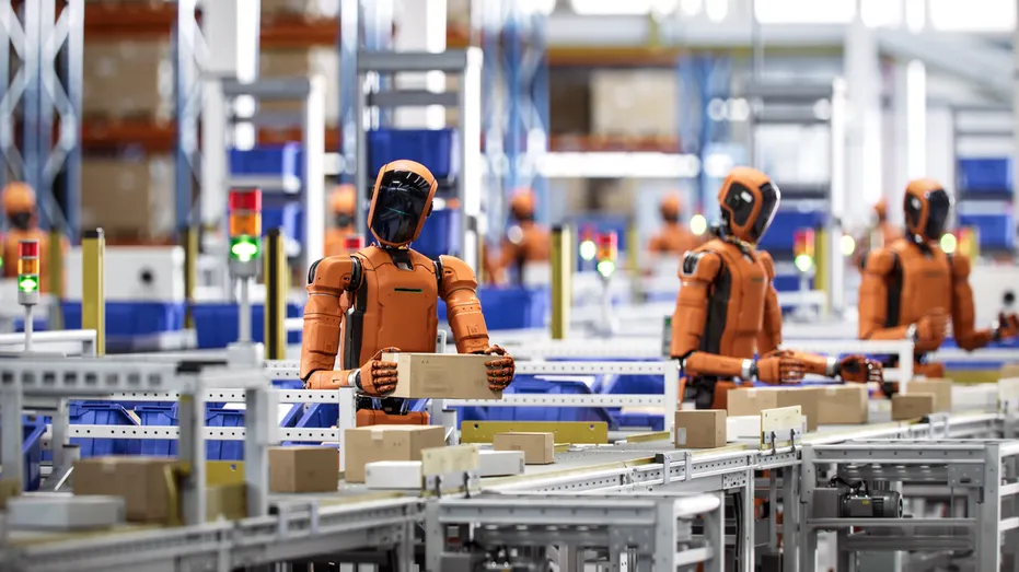 Robots in a factory.