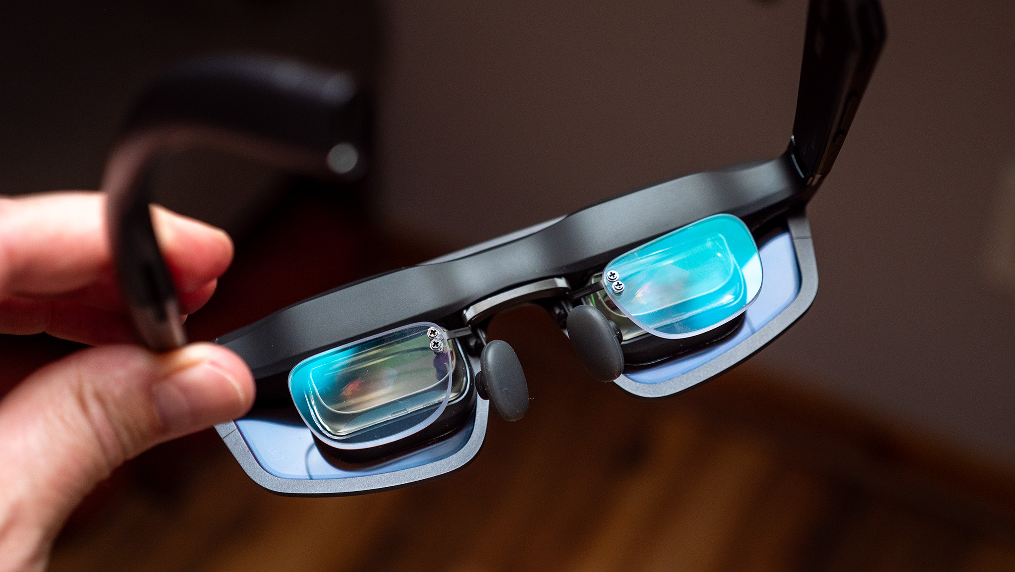 Xreal ROG R1 smart glasses with prescription lenses attached