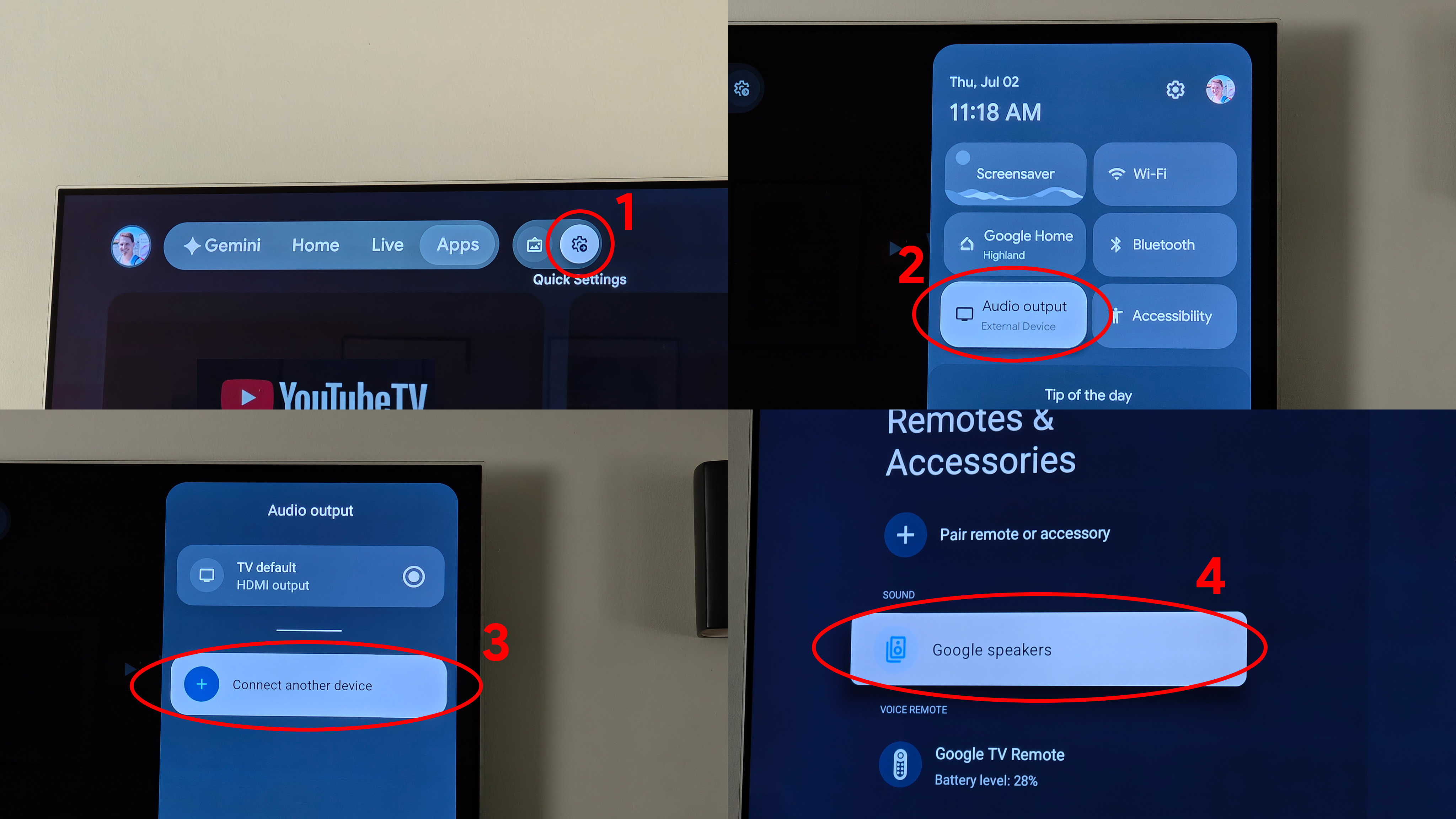 How to connect a Google Home Speaker to a Google TV Streamer for audio output