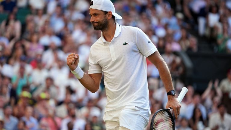 Grigor Dimitrov in action against Matteo Berrettini