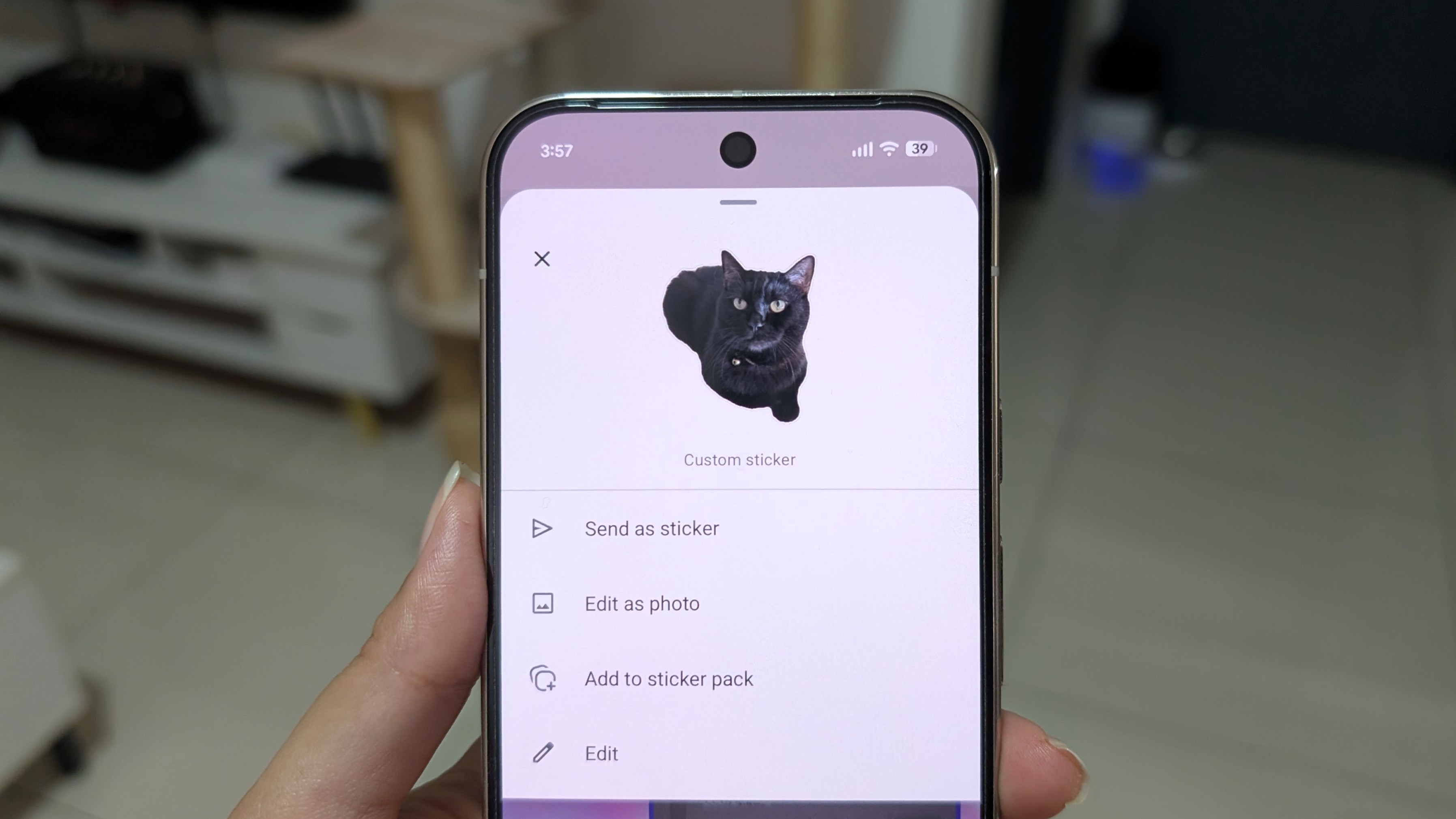 Custom stickers created on Google Photos on a Pixel 10 Pro
