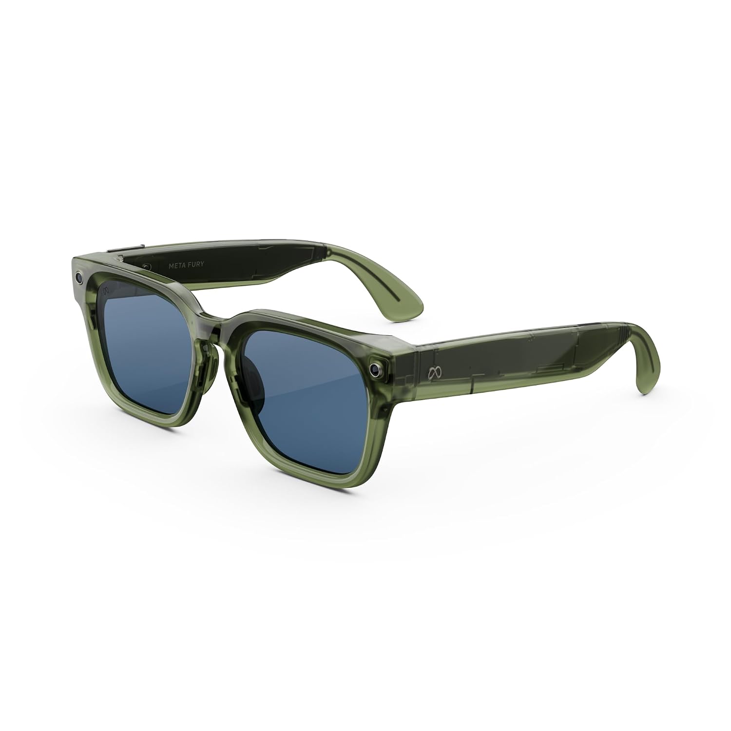 An official product render of Meta Fury smart glasses in the green colorway