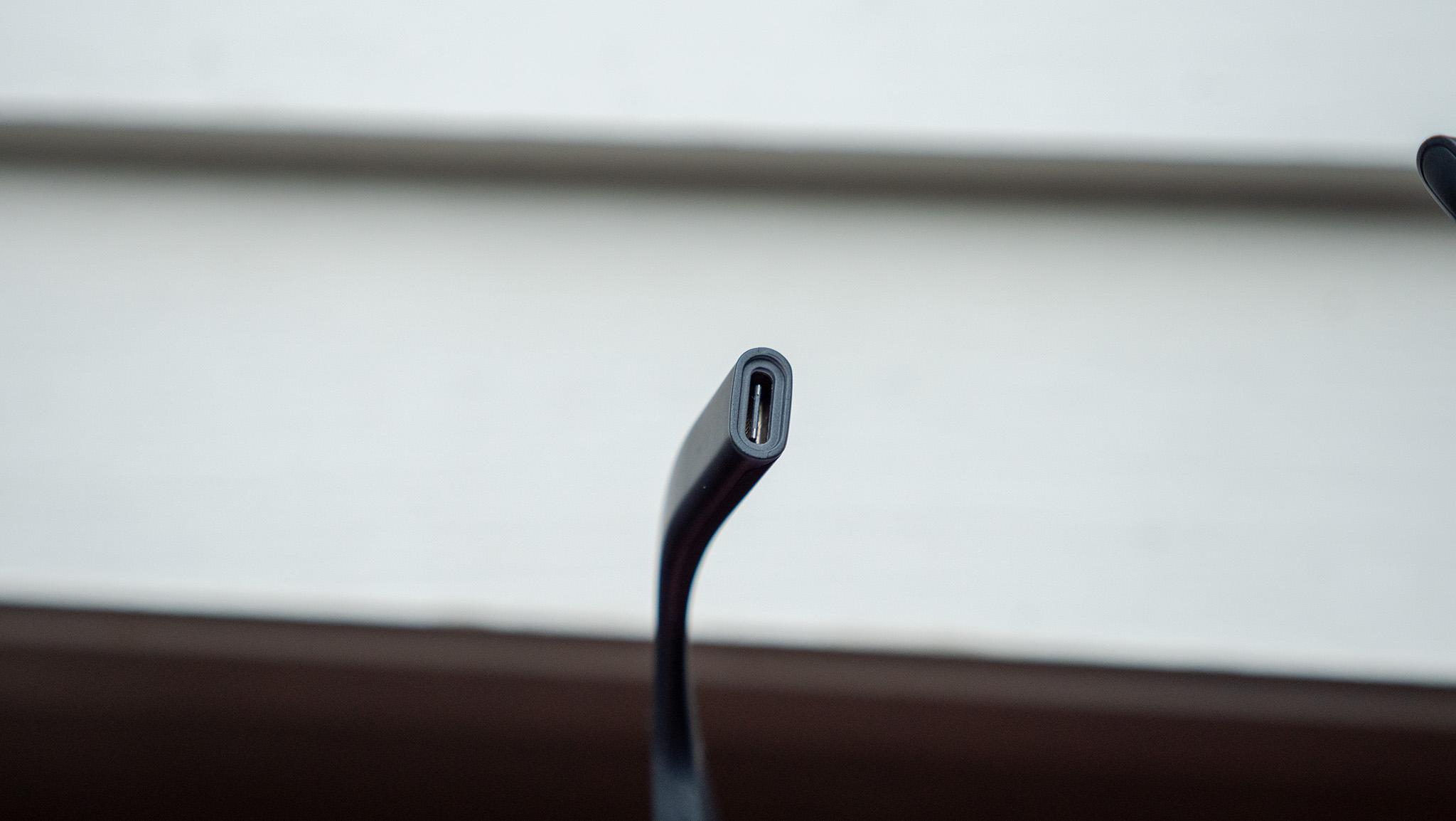 The USB-C connector on X by Xreal's left arm