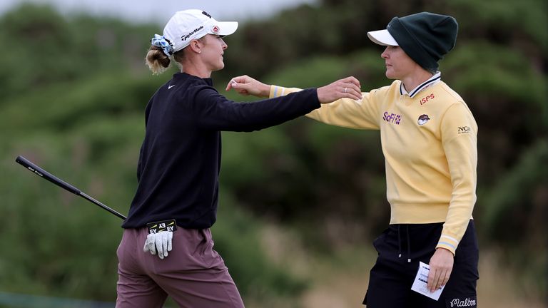 Nelly Korda (left) and Charley Hull (right) both struggled during their third rounds