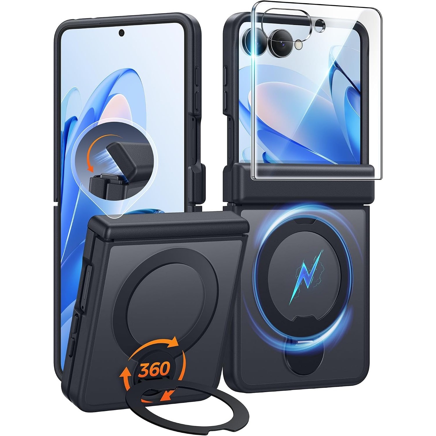 FNTCASE Galaxy Z Flip 8 Case 360 Spin Magnetic Stand