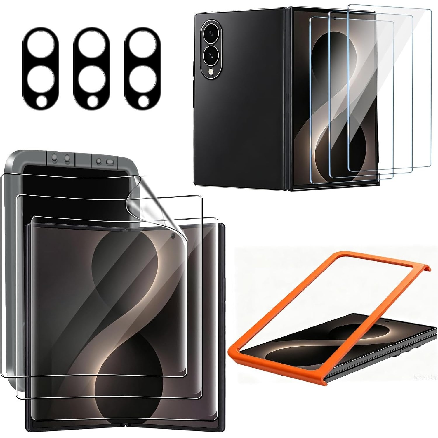Ferilinso 3 Pack Inside Screen Protector for Samsung Galaxy Z Fold 8 with Back Camera Lens Protectors